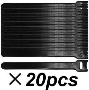 Hook-and-Loop Cable Ties 150mm Black 20x
