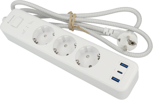 Power Strip Triple + 3x USB A/C 1.5m